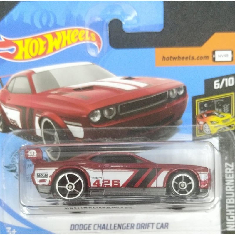 HOT WHEELS DODGE CHALLENGER DRIFT CAR 2018 6/10 VERMELHO EMBALAGEM PEQUENA