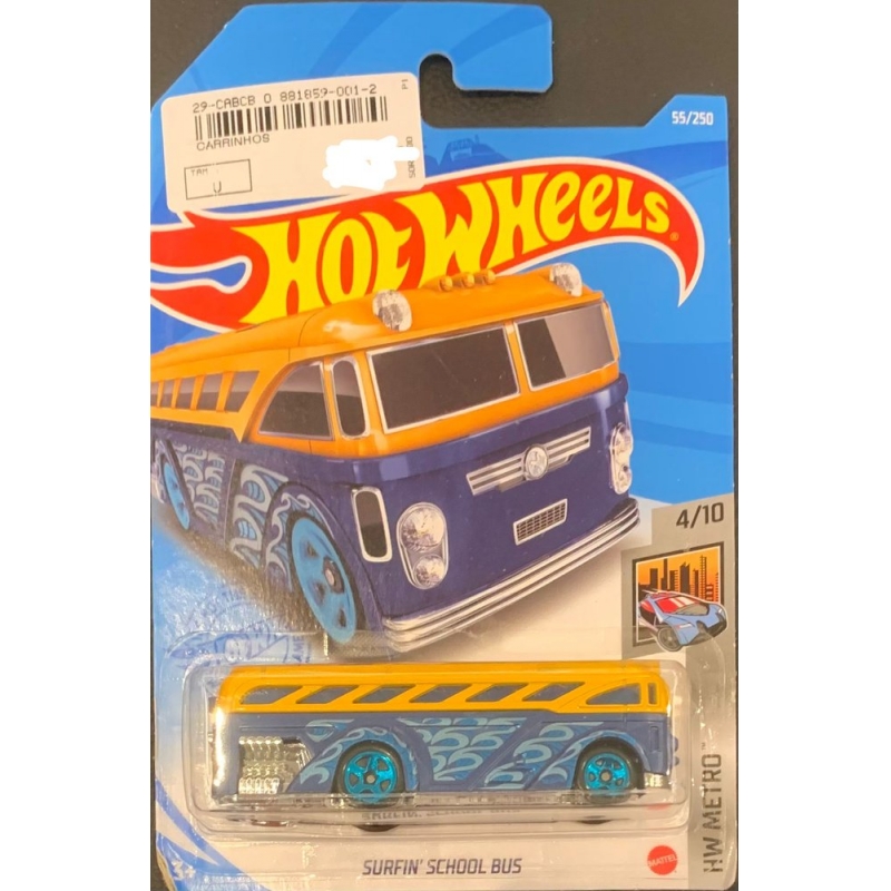 HOT WHEELS - SURFIN´ SCHOOL BUS AZUL DE 2020 4/10 COM BLISTER NORMAL