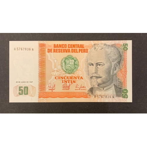PERU - CEDULA DE 50 INTS DO BANCO CENTRAL DE RESERVA DEL PERU 1977 - FLOR DE ESTAMPA
