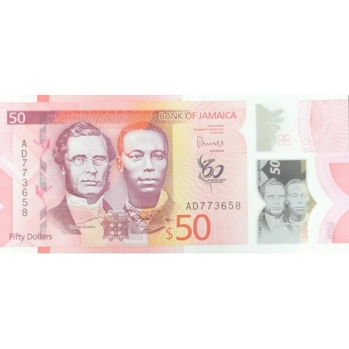 JAMAICA 50 DOLLAR DE POLIMERO DO BANCO DA JAMAICA -FLOR DE ESTAMPA