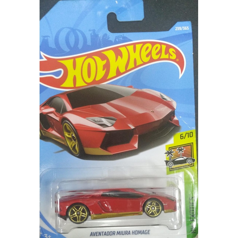 HOT WHEELS AVENTADOR MIURA HOMAGE 6/10 2017 VERMELHO EMBALAGEM NORMAL