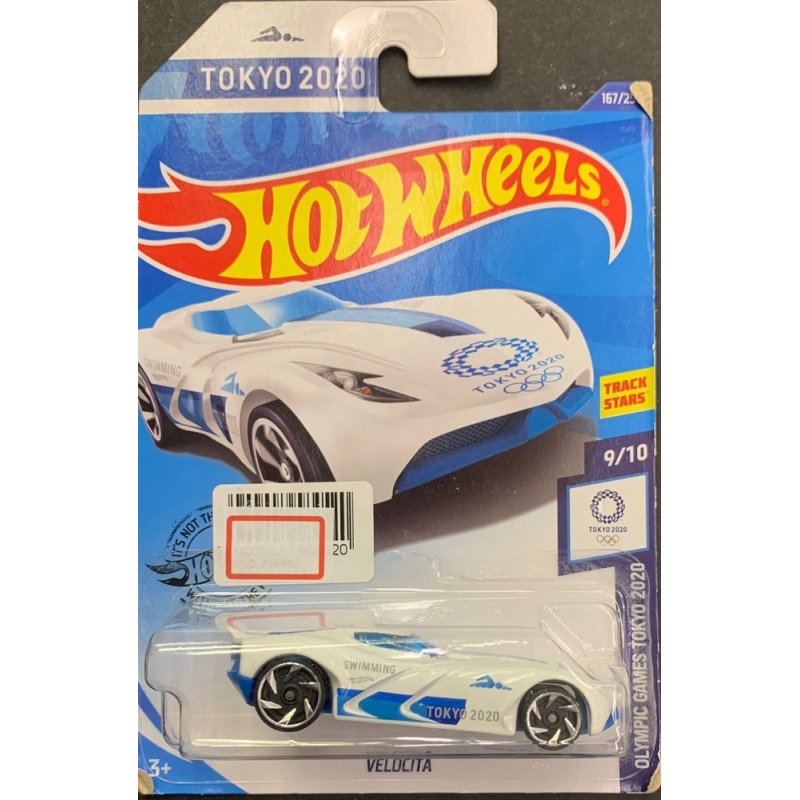 HOT WHEELS - TOKYO 2020 VELOCITA BRANCO E AZUL DE 2018 9/10 COM BLISTER NORMAL