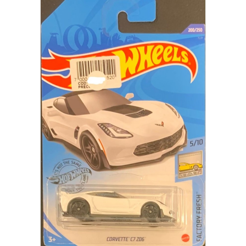 HOT WHEELS - CORVETTE C7 Z06 BRANCO DE 2018 5/10 COM BLISTER NORMAL