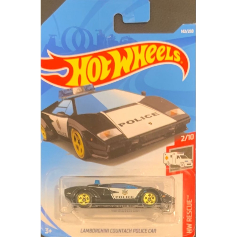 HOT WHEELS - LAMBORGHINI COUNTACH POLICE CAR PRETO DE 2017 2/10 BLISTER NORMAL