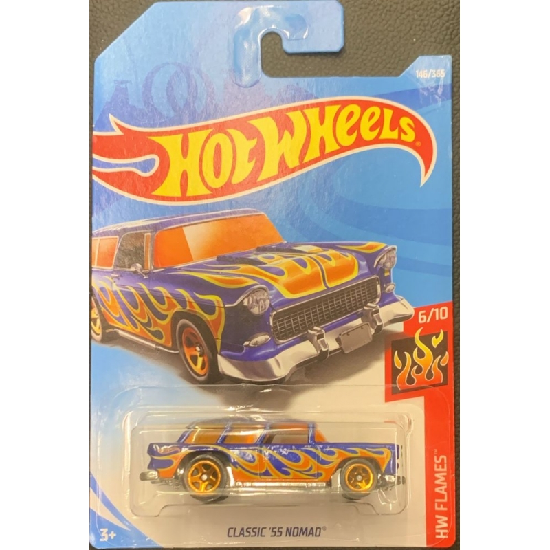 HOT WHEELS CLASSIC 55 NOMAD 6/10 2017 AZUL COM EMBALAGEM NORMAL