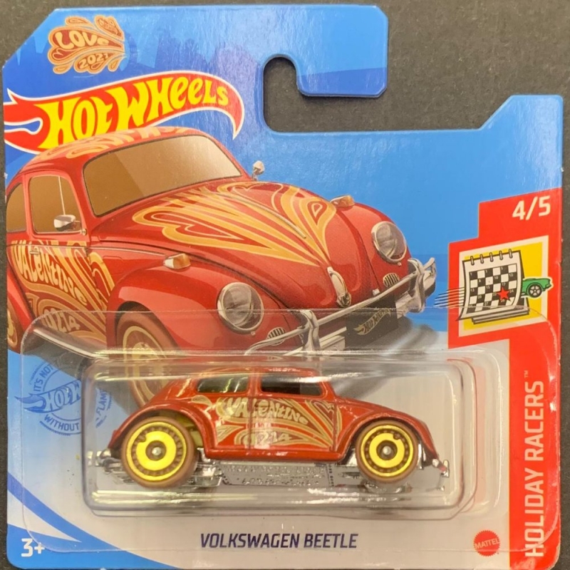 HOT WHEELS - VOLKSWAGEN BEETLE VERMELHO COM MARROM DE 2018 4/5 BLISTER PEQUENO