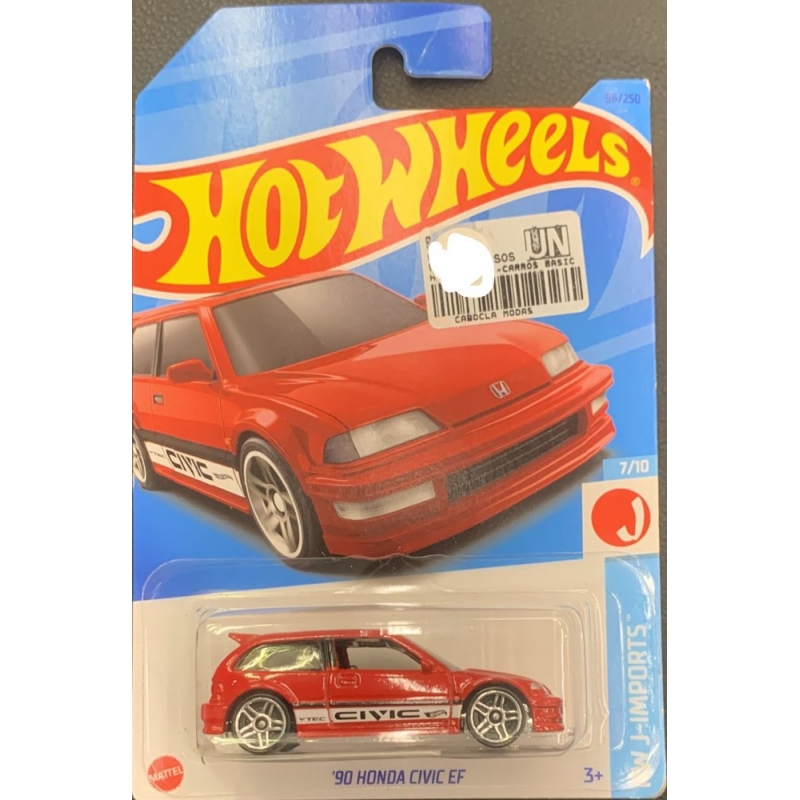 HOT WHEELS HW J-IMPORTS 90 HONDA CIVIC EF DE 2021 VERMELHO 7/10