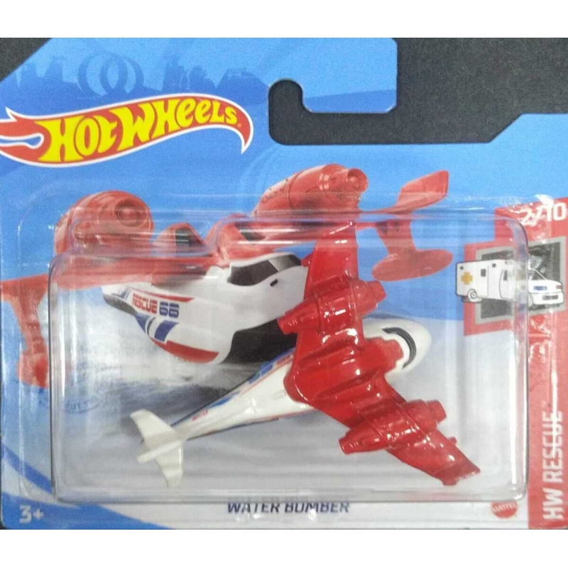 HOT WHEELS-HW RESCUE 2/10WATER BOMBER 2018 VERMELHO COM BRANCO EMBALAGEM PEQUENA