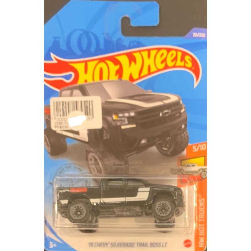 HOT WHEELS - ´19 CHEVY SILVERADO TRAIL BOSS LT PRETO DE 2018 5/10 BLISTER NORMAL