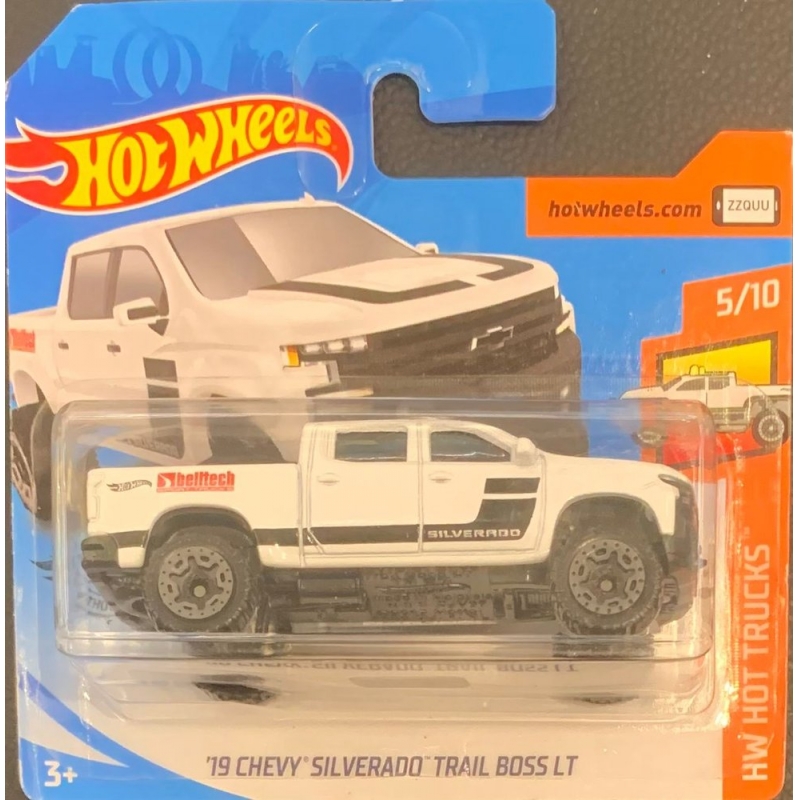 HOT WHEELS -19 CHEVY SULVERADO TRAIL BOSS LT BRANCO DE 2018 5/10 BLISTER PEQUENO