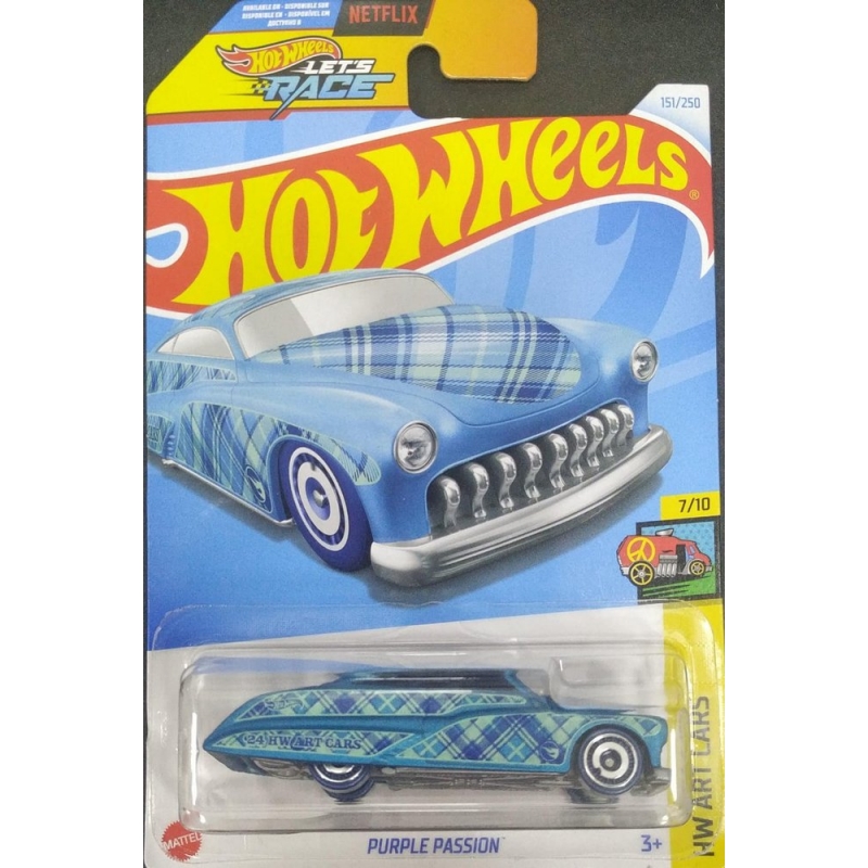 HOT WHEELS T-HUNT LETS RACE NETFLIX PURPLE PASSION 7/10AZUL 2021 EMBALAGEM NORMA