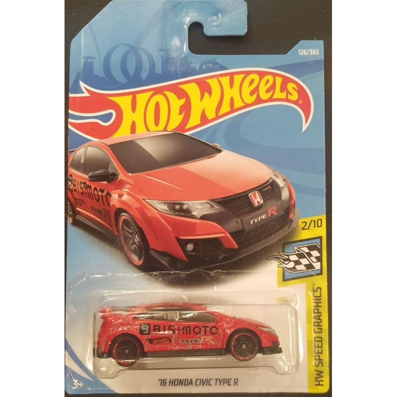 HOT WHEELS - ´16 HONDA CIVIC TYPE R VERMELHO DE 2017 2/10 COM BLISTER NORMAL