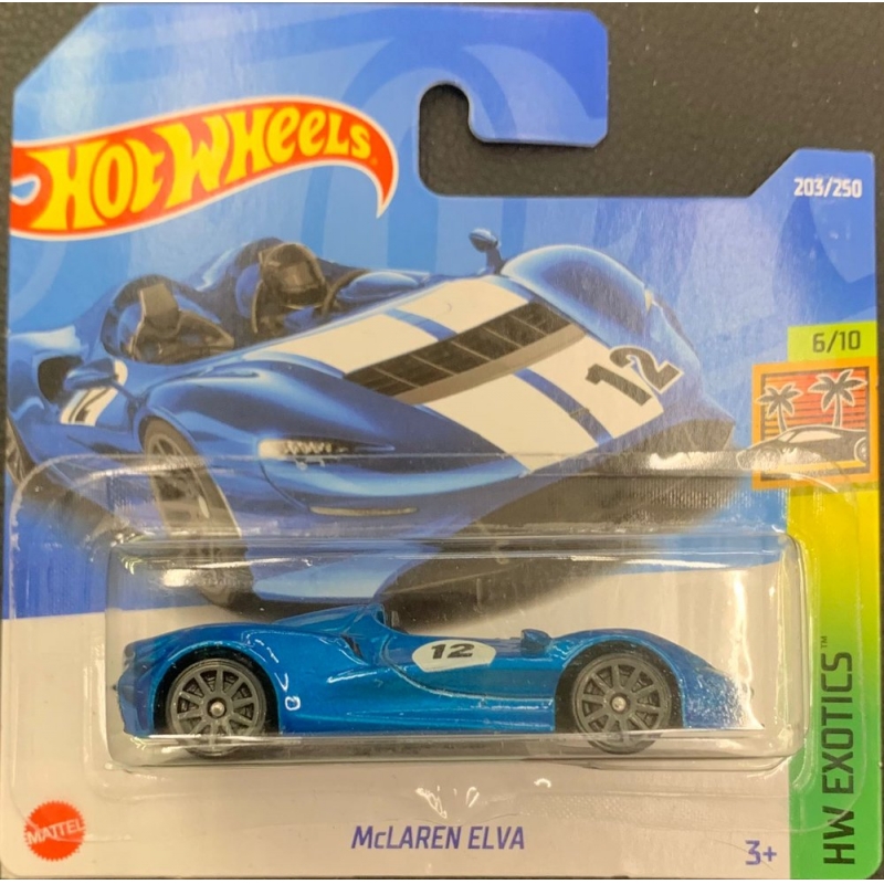 HOT WHEELS - MCLAREN ELVA AZUL DE 2021 6/10 COM BLISTER PEQUENO