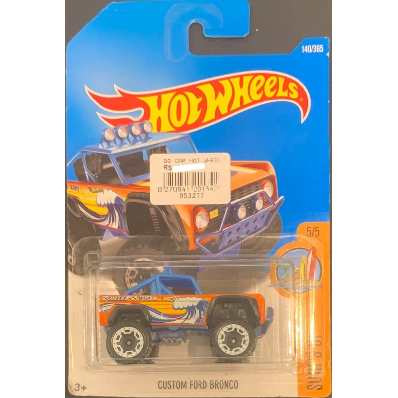 HOT WHEELS - CUSTOM FORD BRONCO LARANJA DE 2015 5/5 COM BLISTER NORMAL