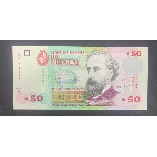 URUGUAI - CEDULA DE 50 PESOS DO BANCO CENTRAL DA REPUBLICA DO URUGUAI - FLOR DE ESTAMPA