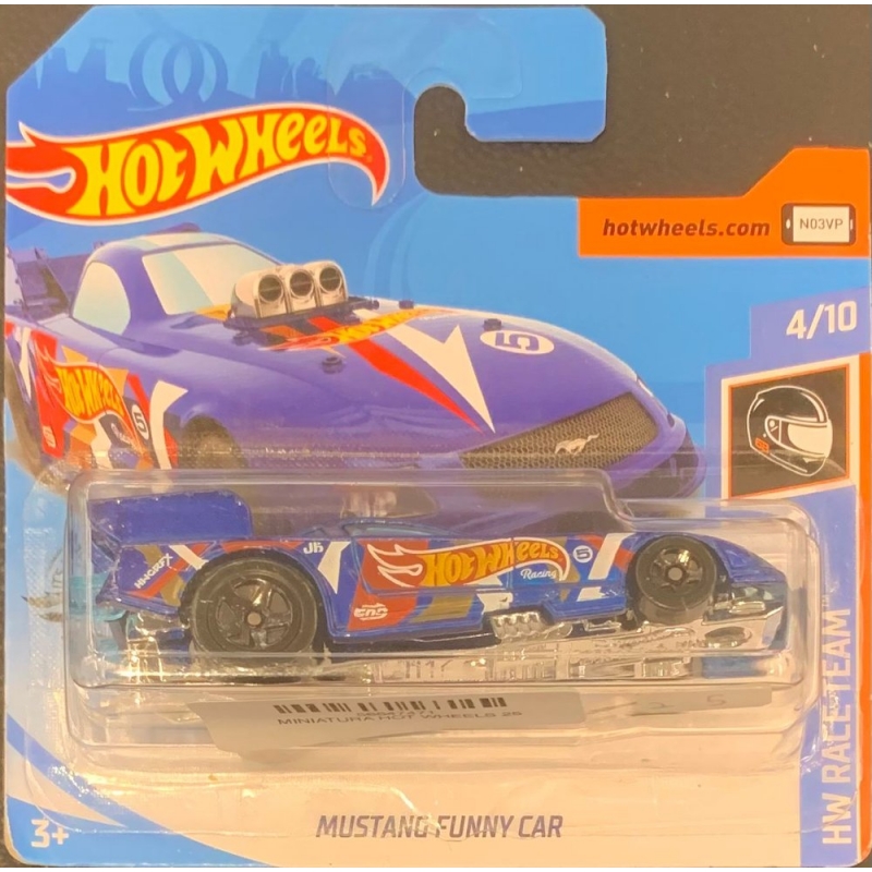 HOT WHEELS - MUSTANG FUNNY CAR AZUL DE 2018 4/10 COM BLISTER PEQUENO