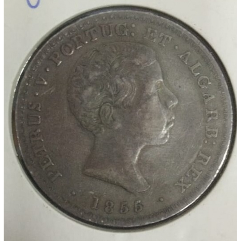 PORTUGAL-MOEDA DE 500 REIS DE 1855 PEDRO V