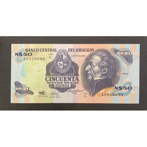 URUGUAI - CEDULA DE 50 NOVOS PESOS DO BANCO CENTRAL DO URUGUAI - FLOR DE ESTAMPA