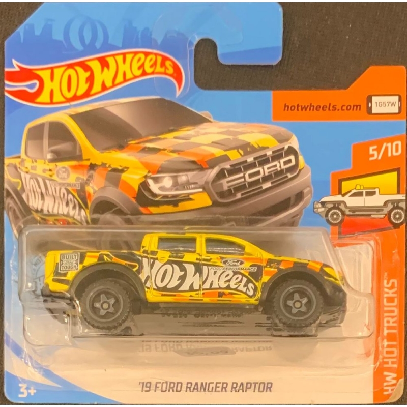 HOT WHEELS - ´19 FORD RANGER RAPTOR AMARELO DE 2018 5/10 COM BLISTER PEQUENO