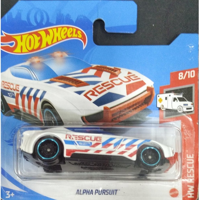 HOT WHEELS ALPHA PURSUIT 8/10 BRANCO COM VERMELHO HW RESCUE 2018