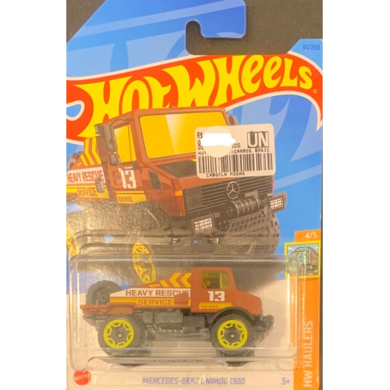 HOT WHEELS - MERCEDES-BENZ UNIMOG 1300 MARROM DE 2021 4/5 COM BLISTER NORMAL