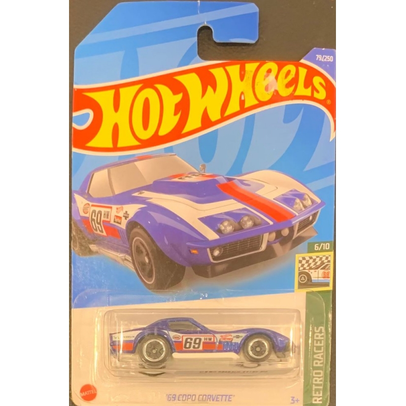 HOT WHEELS - ´69 COPO CORVETTE AZUL DE 2021 6/10 COM BLISTER NORMAL