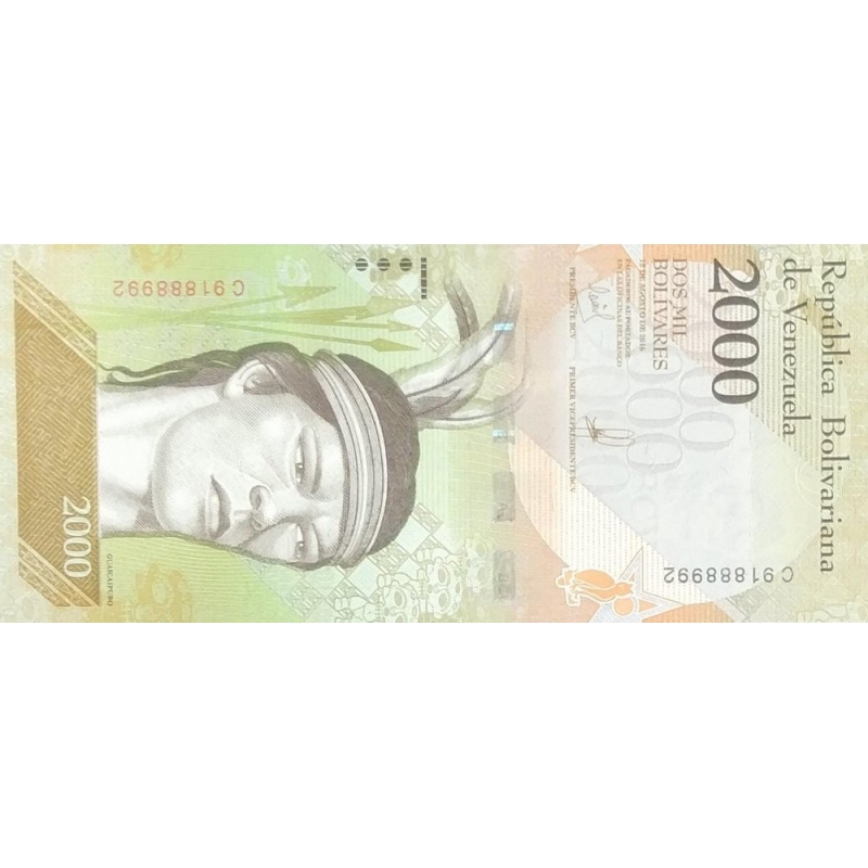 VENEZUELA - CEDULA DE 2000 BOLÍVARES FLOR DE ESTAMPA