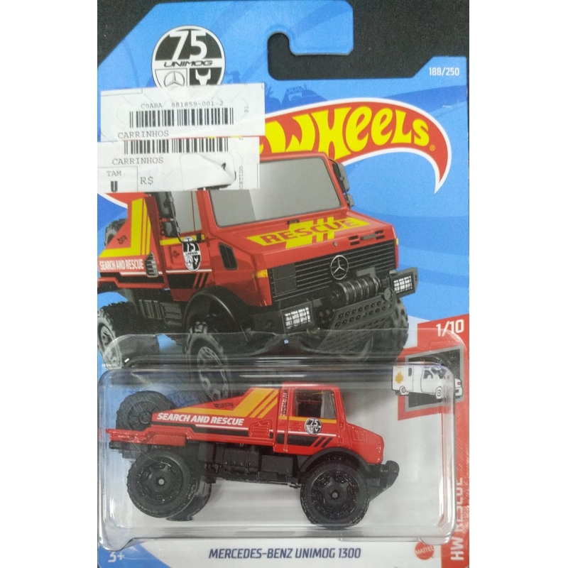 HOT WHEELS MERCEDES-BENZ UNIMOG 1300 2020 VERMELHO EMBALAGEM NORMAL