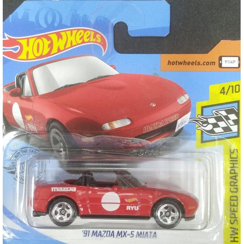 HOT WHEELS 91 MAZDA MX-5 MIATA 4/10 2018 VERMELHO EMBALAGEM PEQUENA