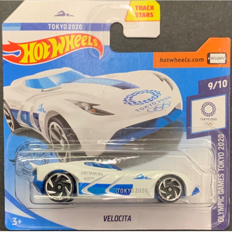 HOT WHEELS - TOKYO 2020 VELOCITA BRANCO E AZUL DE 2018 9/10 COM BLISTER PEQUENO