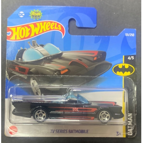 HOT WHEELS - BATMAN TV SERIES BATMOBILE PRETO COM FAIXAS VERMELHAS DE 2021 4/5