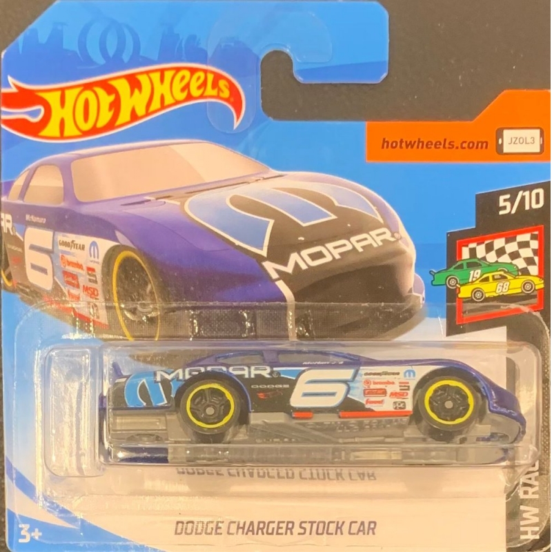 HOT WHEELS - DODGE CHARGER STOCK CAR ZUL DE 2018 5/10 COM BLISTER PEQUENO