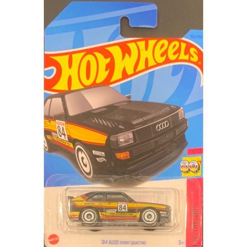 HOT WHEELS - ´84 AUDI SPORT QUATTRO PRETO DE 2021 9/10 COM BLISTER NORMAL