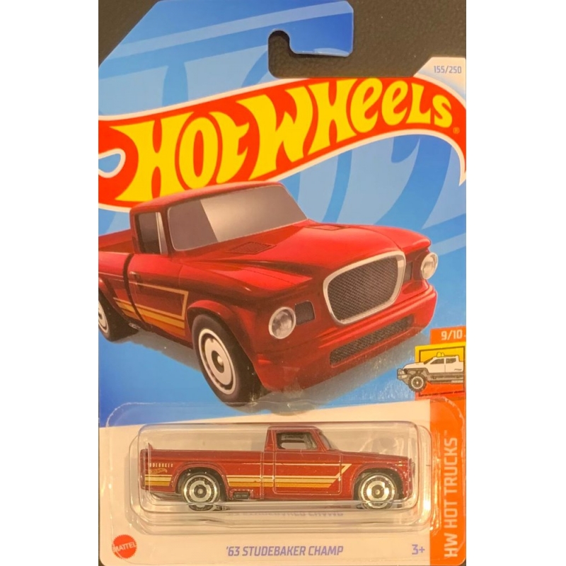 HOT WHEELS - ´63 STUDEBAKER CHAMP VERMELHO DE 2021 9/10 COM BLISTER NORMAL