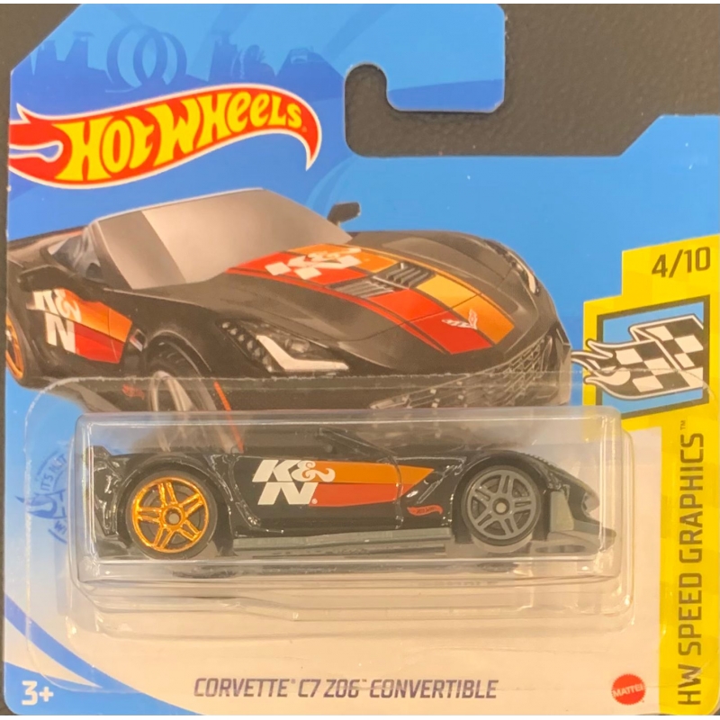 HOT WHEELS - CORVETTE C7 Z06 CONVERTIBLE PRETO DE 2018 4/10 COM BLISTER PEQUENO