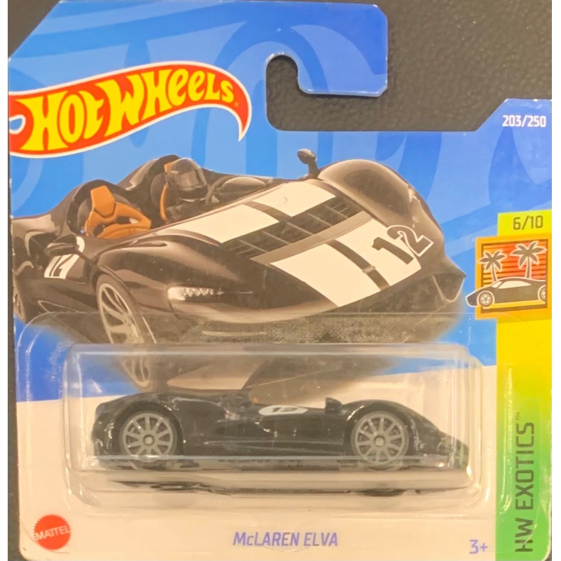 HOT WHEELS - MCLAREN ELVA PRETO DE 2021 6/10 COM BLISTER PEQUENO