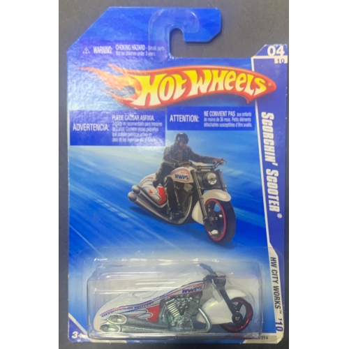 HOT WHEELS - MOTOCICLETA SCORCHIN' SCOOTER BRANCA HW CITY WORKS DE 2009 4/10