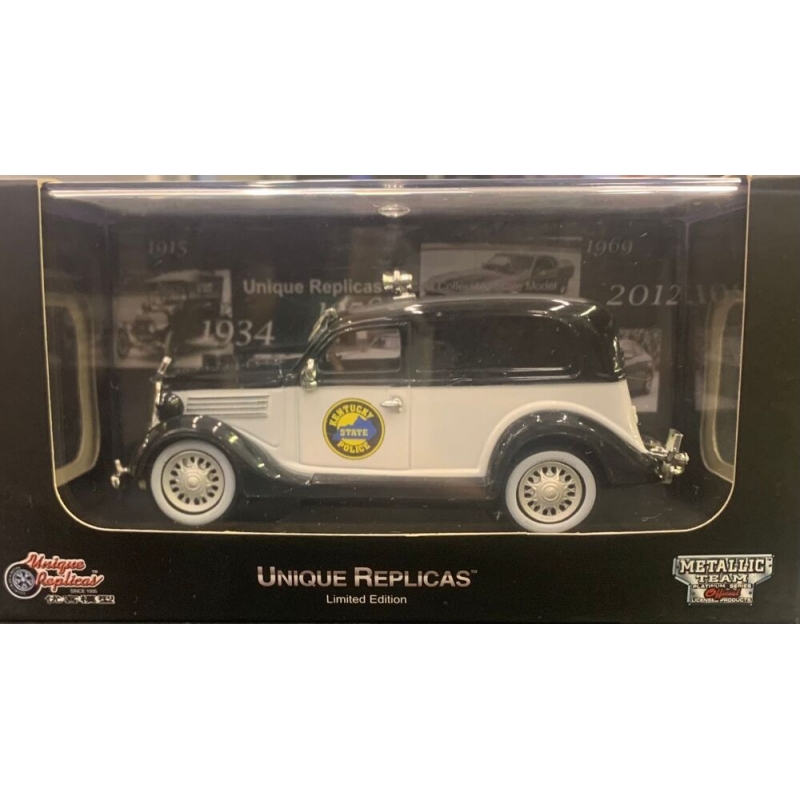 MINIATURA 1:36 DIE CAST UNIQUE REPLICAS 1935 SEDAN DELIVERY VAN POLICE PRETO