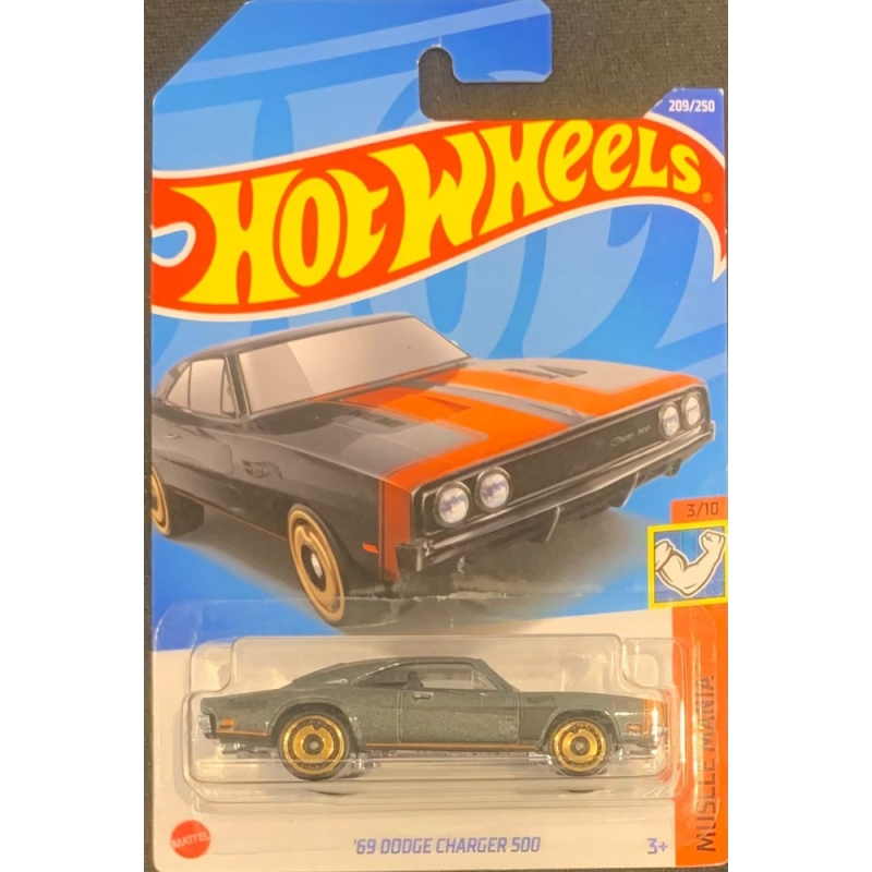 HOT WHEELS - ´69 DODGE CHARGER 500 CINZA DE 2021 3/10 COM BLISTER NORMAL