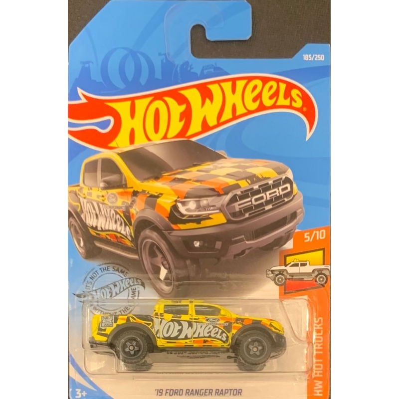 HOT WHEELS - ´19 FORD RANGER RAPTOR AMARELO DE 2018 5/10 COM BLISTER NORMAL