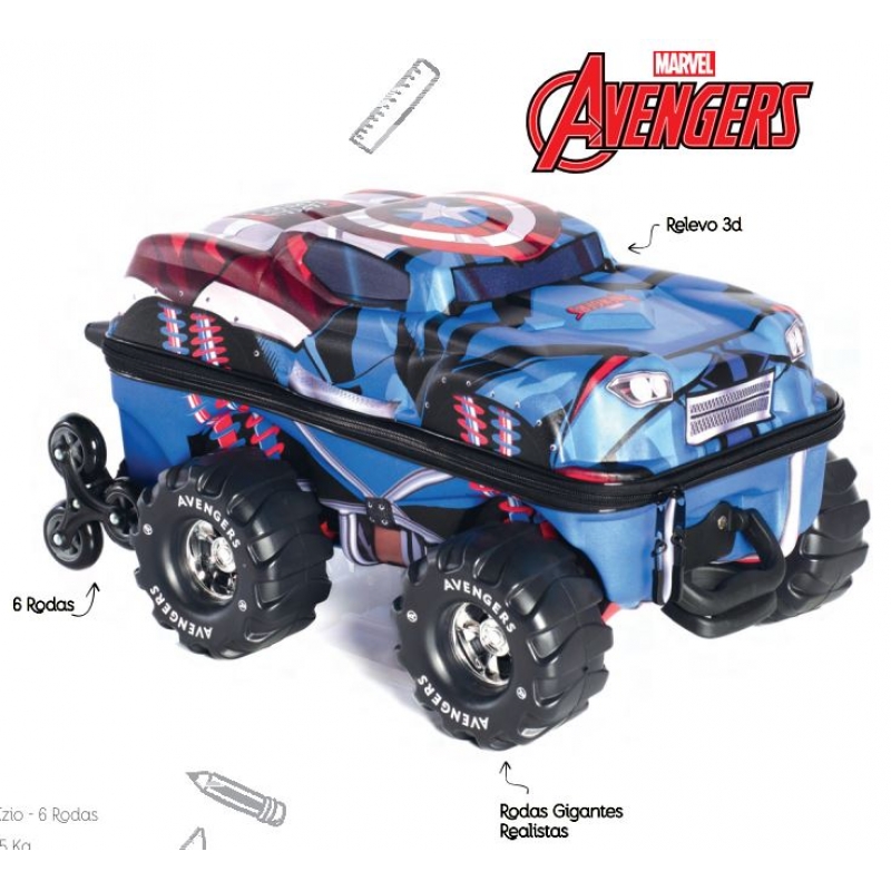 MALA INFANTIL CAPITAO AMERICA MONSTER TRUCKS