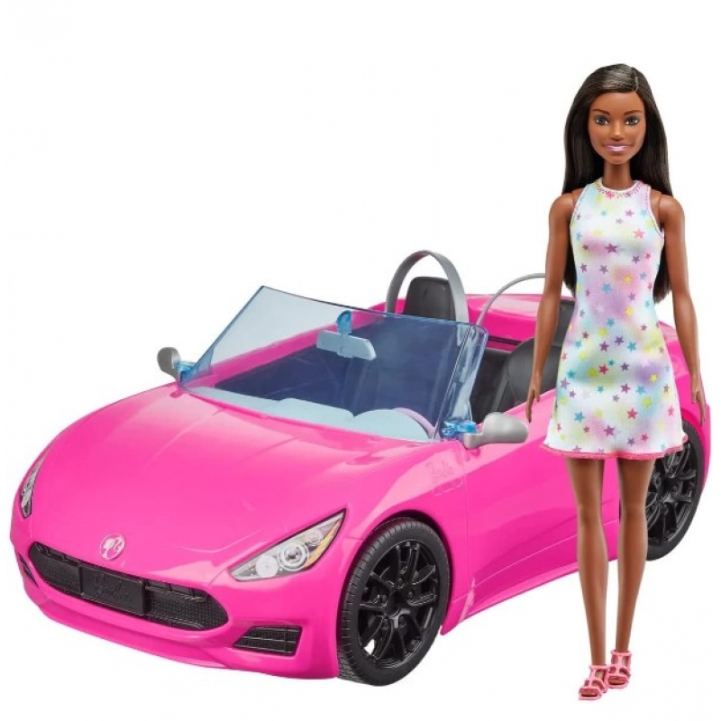 BARBIE CARRO CONVERSIVEL ROSA COM BONECA NEGRA