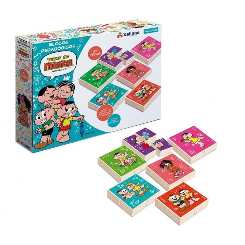 BLOCOS PEDAGOGICOS TURMA DA MONICA 32 PCS