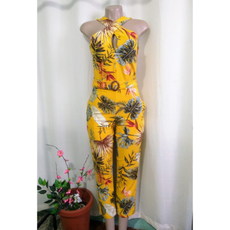 MACACÃO FLORAL AMARELO TAM P/38