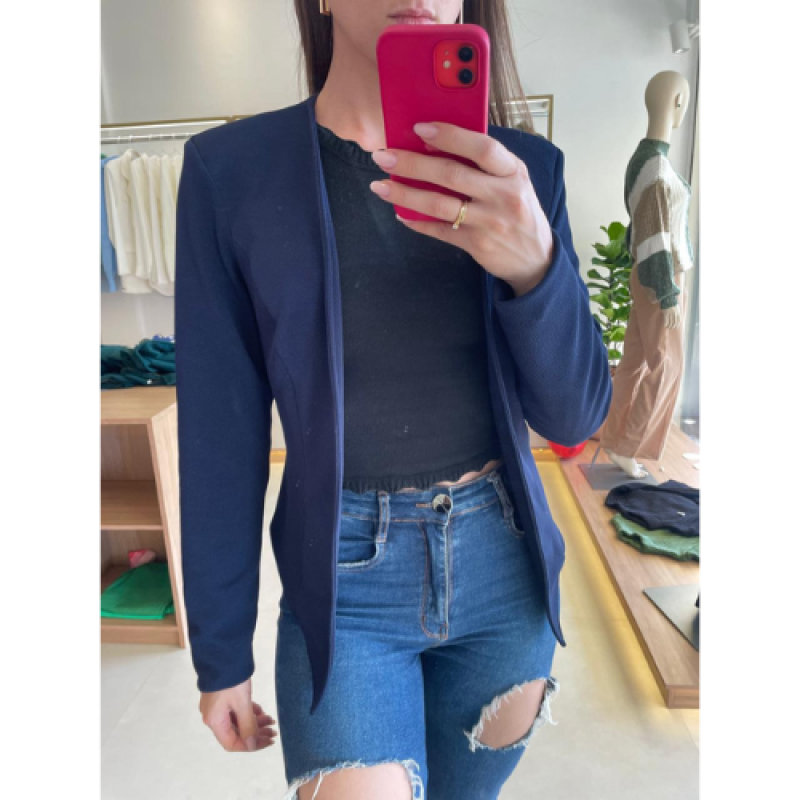 BLAZER AZUL MARINHO CREPE