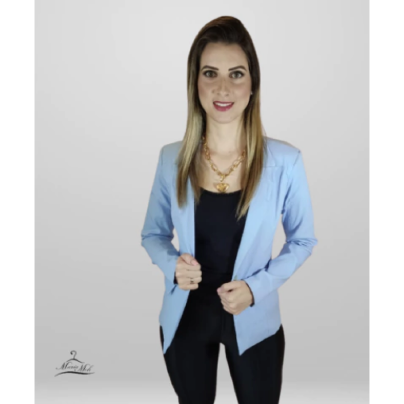 BLAZER BENGALINE AZUL CELESTE