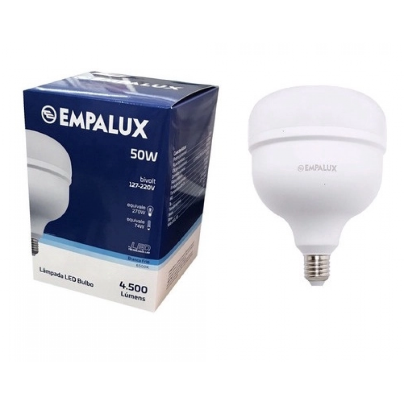 LÂMPADA LED BRILHO 4.000 LÚMENS 50W 127-220V BRANCO FRIO 6500K EMPALUX