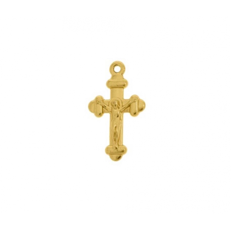 Pingente crucifixo duplo com banho em ouro 18k