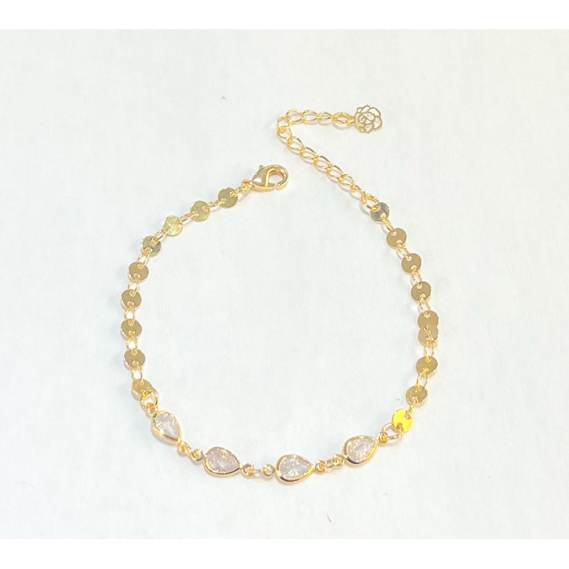 Pulseira moderna com zirconias e banho em ouro 18k