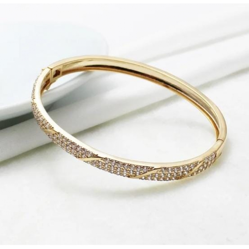 Bracelete Luxo todo Cravejado com zirconias com banho a ouro 24k